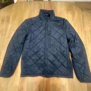 Navy Blue Diamond Quilted Full Zip Jacket Lightweight Coat Outerwear XL
